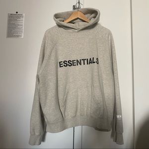 Oatmeal Heather Fear of God Essentials hoodie size medium